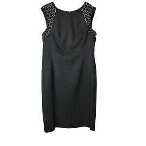 ANN TAYLOR Sleeveless Sheath Dress in Black with White Polka Dots Size 10